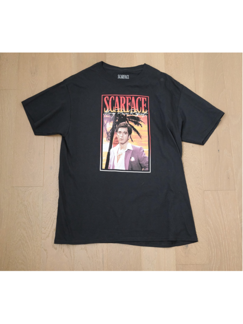 Scarface Money Power Respect Tony Montana Graphic T-Shirt Black Men’s Large
